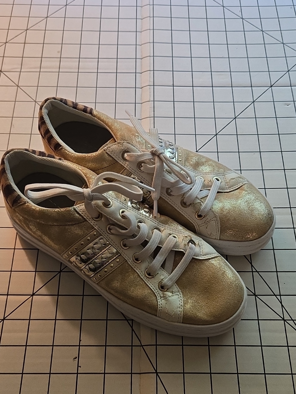 Women’s Metallic Gold Lace-Up Sneakers